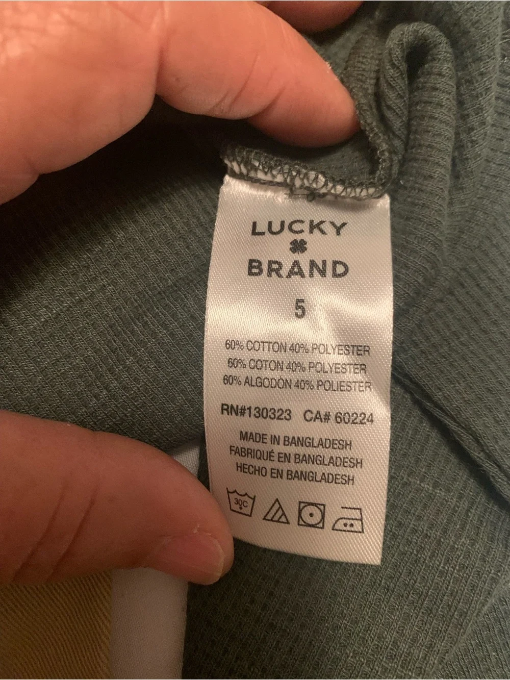 Lucky Brand Kids Long-Sleeve Henley Top in Teal Green with Logo